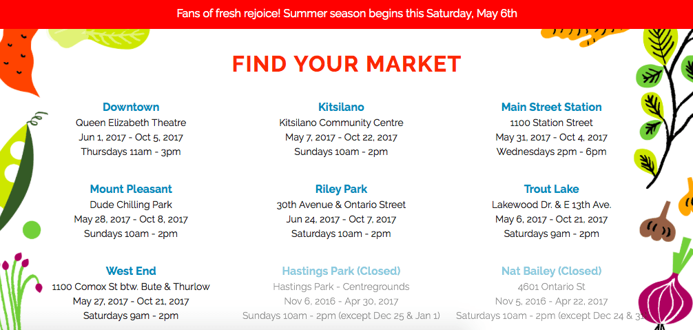 Vancouver Farmers Markets Summer Kick Off 2017 
